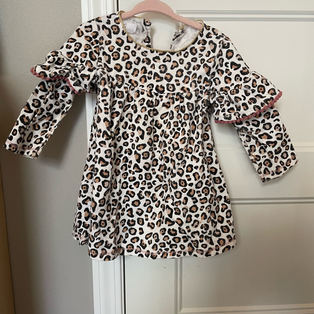 Mud Pie Leopard Print Baby Dress with Gold Trim